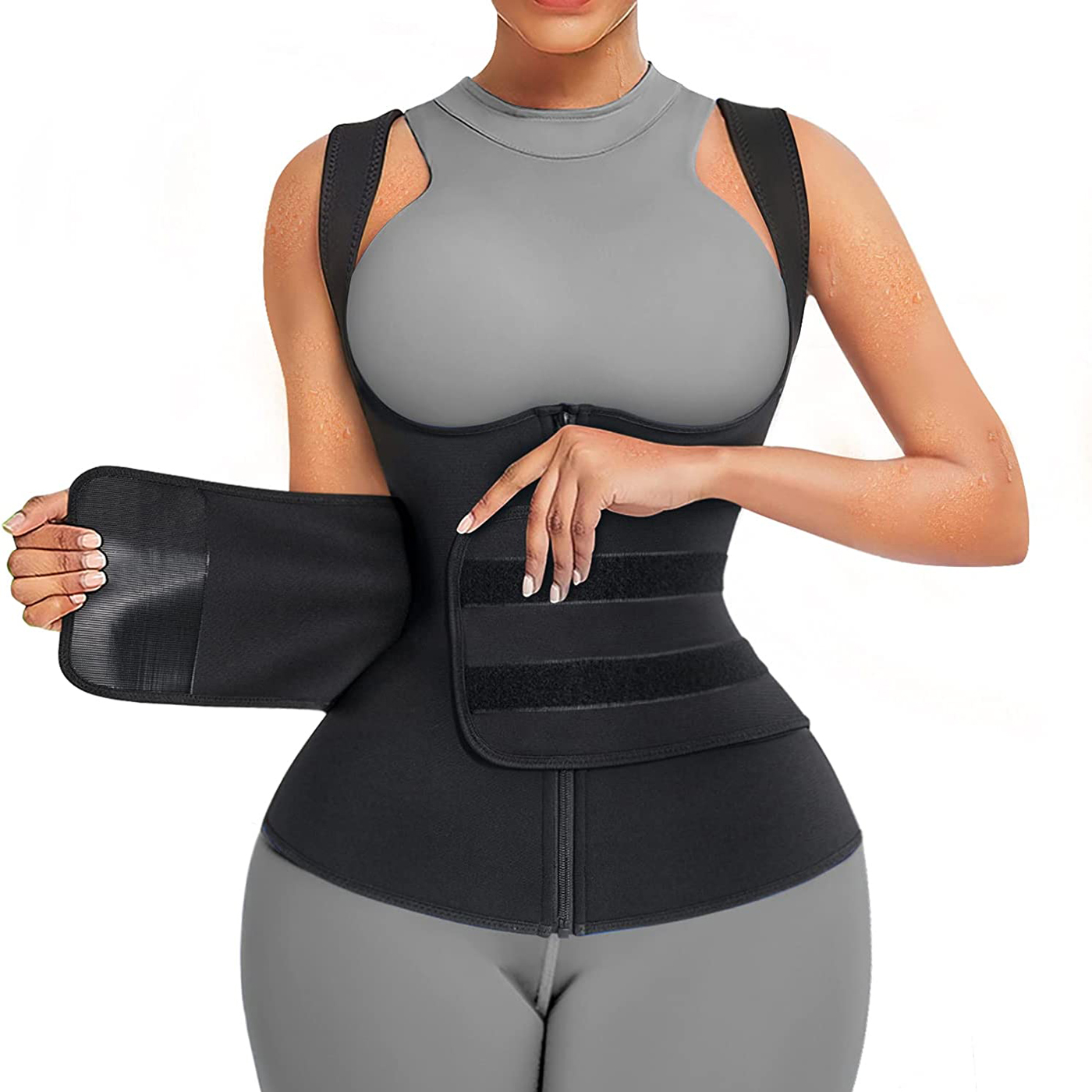 Sweat Waist Trainer Belt Neoprene - Setelan Sauna Neoprena untuk Wanita, Rompi